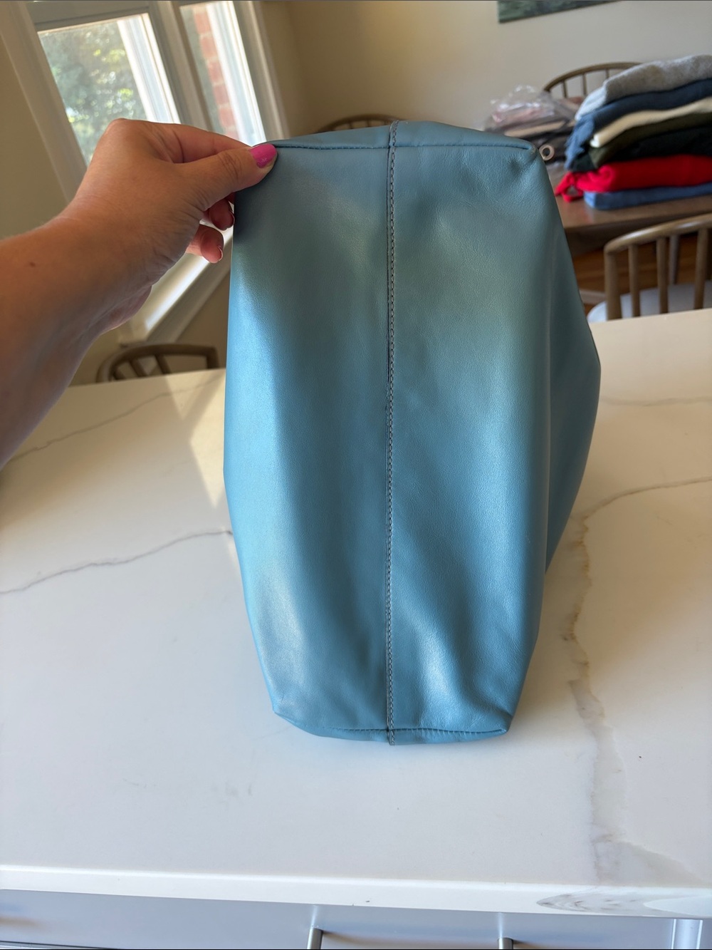 Miu Miu Dusty Blue Leather Tote - Picture 8 of 9